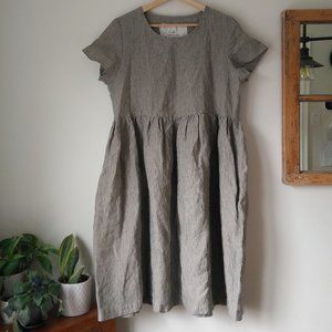 notPERFECTLINEN NPL Natural Stripes Linen Mama Dress! Size M